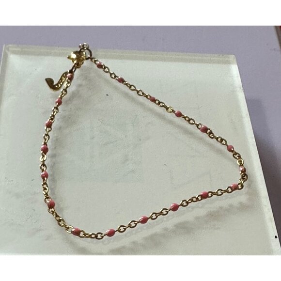 Womens Steel Ankle Bracelet Pink Accents Beach Wear Fashion Jewelry Boho Chic - Picture 8 of 10